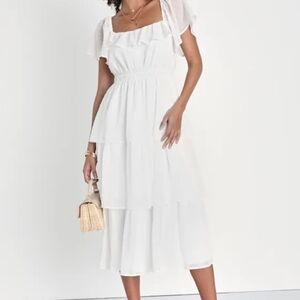 Lulu's White Tiered Midi Dress